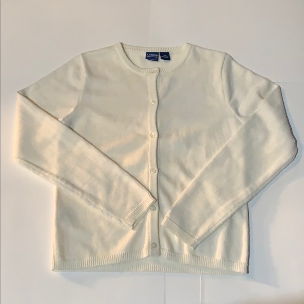 White button up sweater